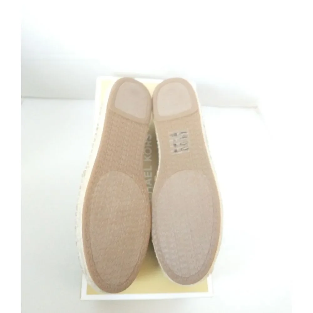 New! MICHAEL KORS Women's MK Logo Kendrick Espadrille Flats Shoes Luggage Brown
